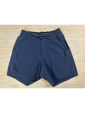 Lululemon True Navy Blue Bowline 6” Linerless Seersucker Shorts Mens S EUC